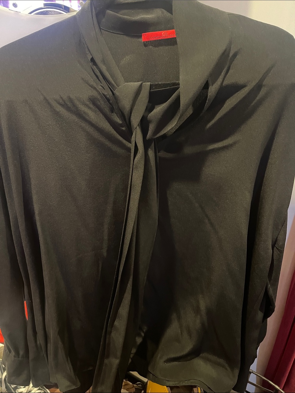 Carolina Herrera Black Cowl-Neck Tie Sweater